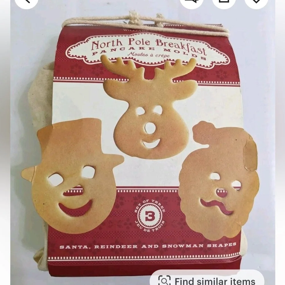 William & Sonoma North Pole Holiday Pancake Mold Set of 3 Santa Reindeer Snowman